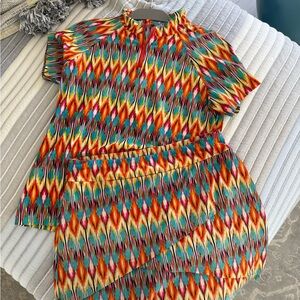 Tzu Tzu Multicolor Patterned Skirt